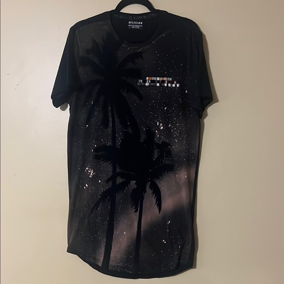 Religión Other - Black Palm Tree Short Sleeve Tee Urban Style